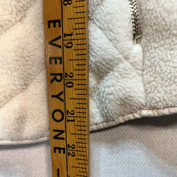Abercrombie & Fitch Women Quilted Sherpa Vest Jacket Small Ivory Full Zip Winter - Picture 7 of 11